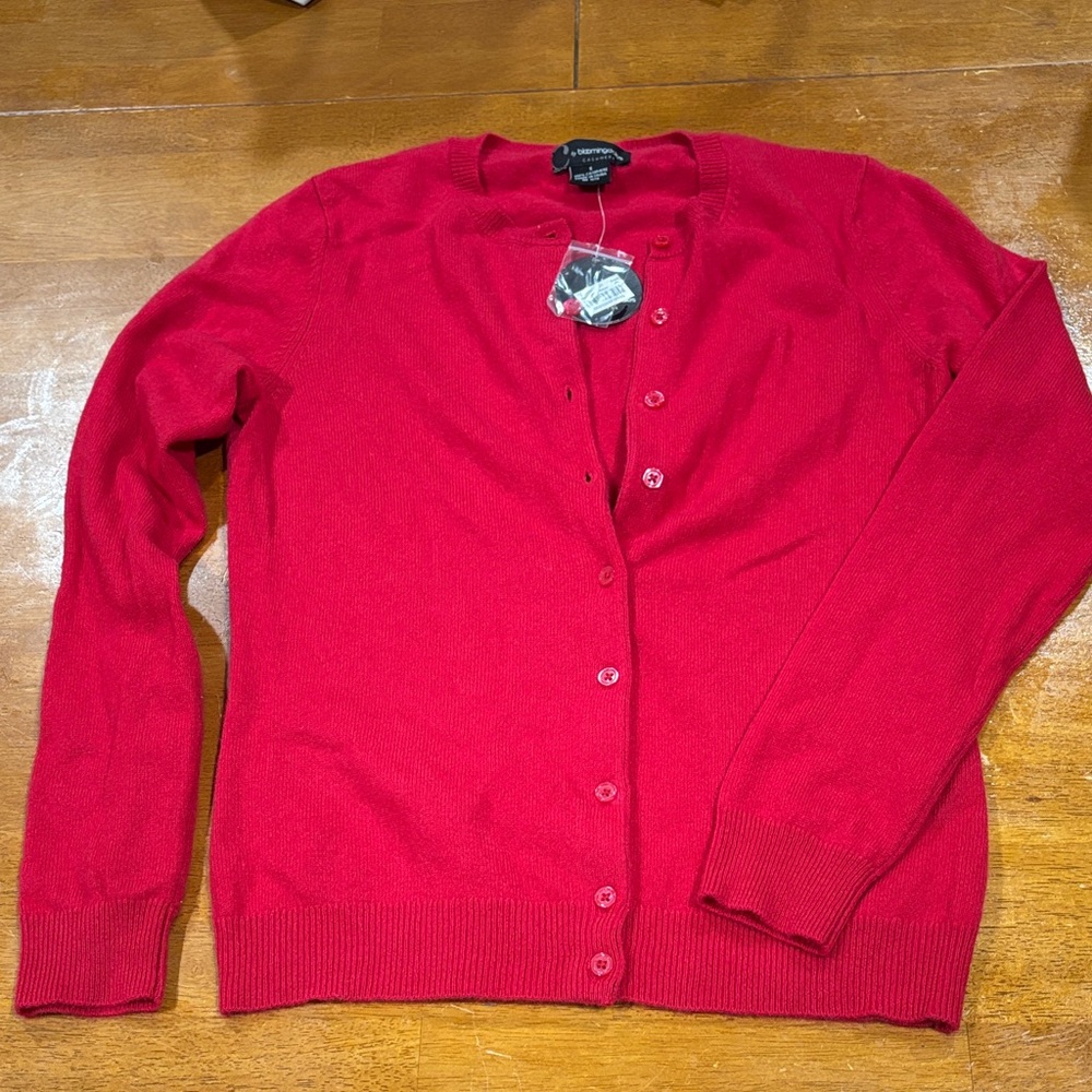 Red classic cashmere cardigan